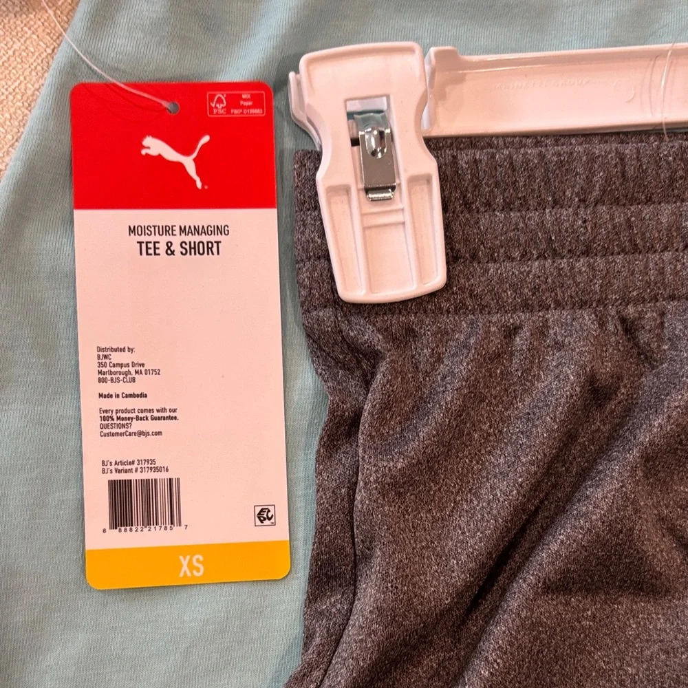 NWT PUMA Moisture Managing TEE & SHORT T-Shirt  (blue/gray) Shorts Set - Picture 5 of 8